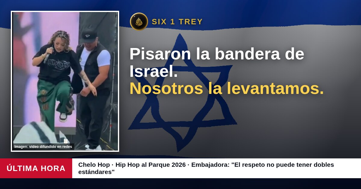 Chelo Hop pisa la bandera de Israel en Hip Hop al Parque 2026, con el titular: Pisaron la bandera de Israel, nosotros la levantamos